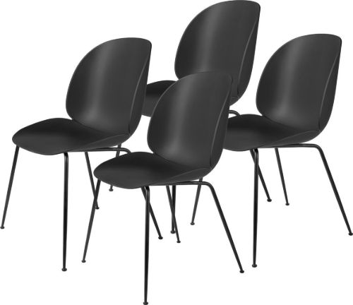 GUBI Beetle Dining Chair Conic Base 4 stk - Black Matt Base/Black Shell 