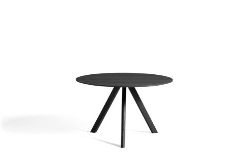 HAY CPH 20 Round Table Ø: 120 cm - Black Lacquered Solid Oak/Black Linoleum