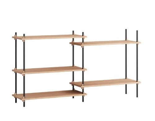 Moebe Shelving System Low/Double 85x162 cm - Oak/Black