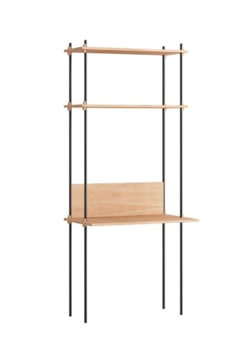 Moebe Shelving System Desk Tall 200x85 cm - Oak/Black