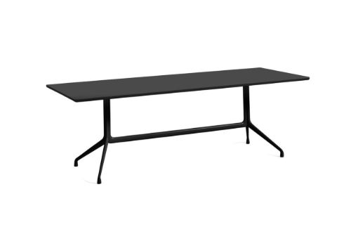 HAY AAT10 Table 220x90 cm - Black Powder Coated Aluminium/Black Linoleum 