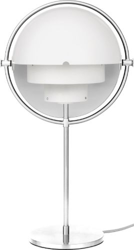 GUBI Multi-Lite bordlampe Ø:24 cm Chrome base - White Semi Matt skærm