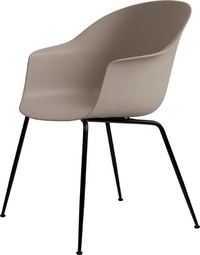 GUBI Bat Dining Chair Conic Base 45 cm - Black matt base/New beige