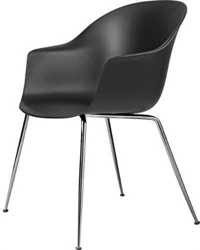 GUBI Bat Dining Chair Conic Base - Chrome base/Black