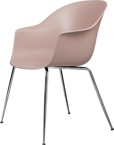 GUBI Bat Dining Chair Conic Base 45cm - Chrome base/Sweet pink