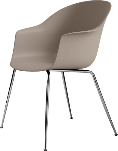 GUBI Bat Dining Chair Conic Base 45 cm - Chrome base/New beige