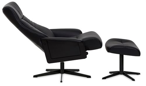 IMG Comfort Scandi 1200L - Sort Prime Læder 301 med fodskammel