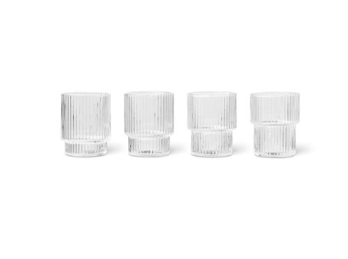 Ferm Living Ripple Snapseglas 4 stk Ø: 5 cm - Klar Glas