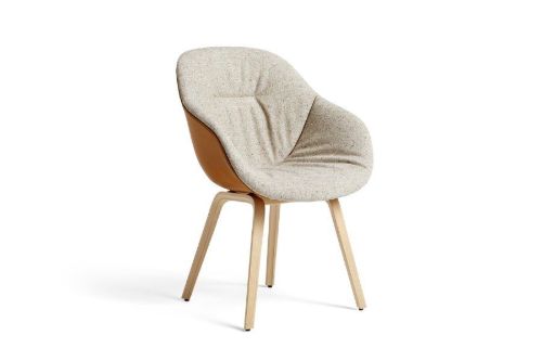 HAY AAC123 Soft Duo About a Chair Spisebordsstol Polstret  - Lacquered Oak Veneer/Bolgheri LGG60/Sense Cognac