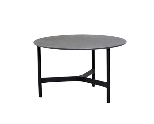 Cane-line Outdoor Twist Sofabord Mellem Ø: 70 cm - Lava Grey/Fossil Black Keramik
