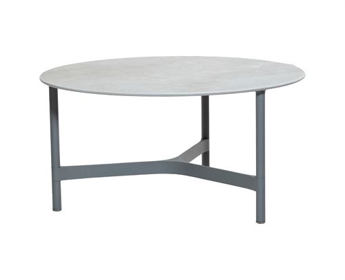 Cane-line Outdoor Twist Sofabord Stor Ø: 90 cm - Light Grey/Fossil Grey Keramik