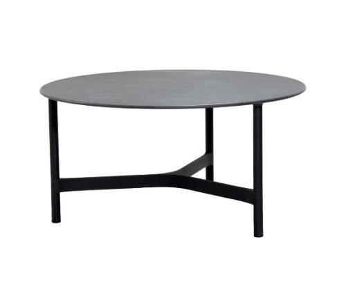 Cane-line Outdoor Twist Sofabord Large Ø: 90 cm - Lava Grey/Fossil Black Keramik