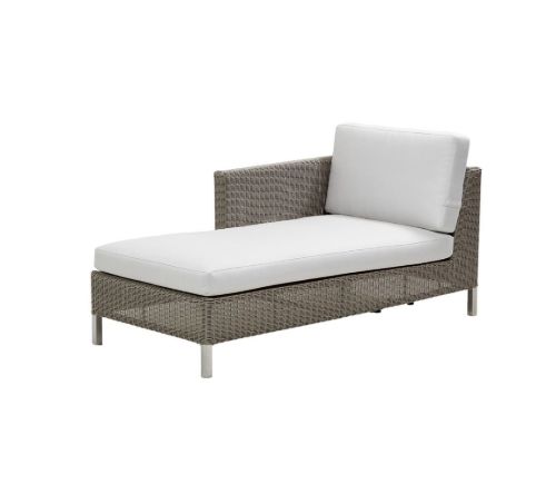 Cane-line Outdoor Connect Chaiselounge Højre inkl. Hynder L: 153 cm - Taupe/Hvid