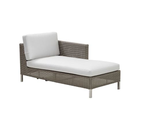 Cane-line Outdoor Connect Chaiselounge Venstre inkl. Hynder L: 153 cm - Taupe/Hvid