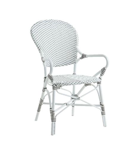 Sika-Design Isabell Exterior Caféstol med Armlæn  - Hvid/Cappuchino