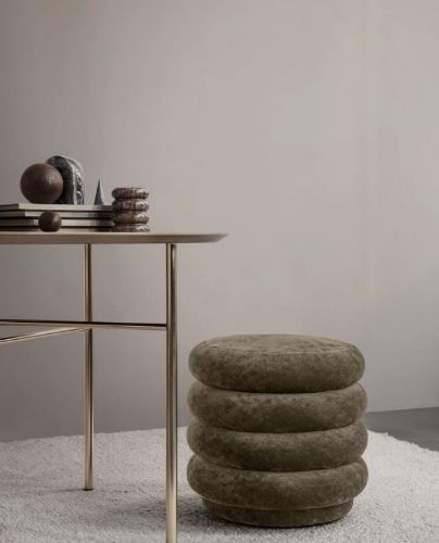 Ferm Living Pouf Round Fadede Velvet Ø: 45 cm - Forest