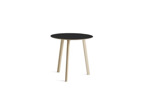 HAY CPH Deux 220 Table Ø: 75 cm - Untreated Solid Beech/Ink Black Laminate