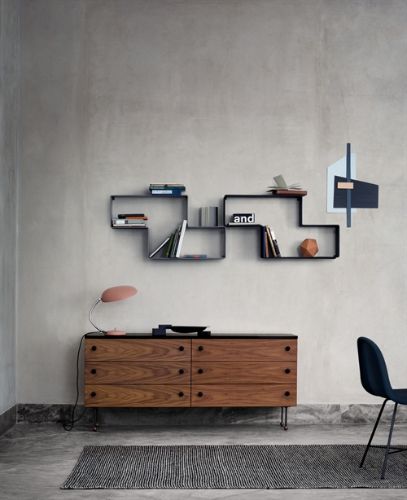 GUBI Dédal Shelf, 89x48,5x19,5 cm - Stone Grey Semi Matt