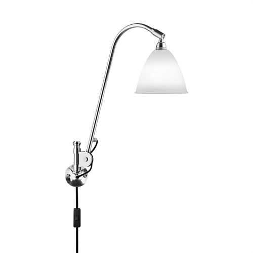 Bestlite BL6 Wall Lamp Ø:16 cm Chrome Base - Bone China skærm