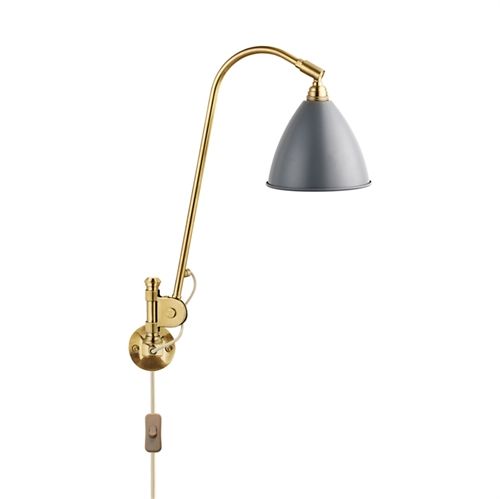 Bestlite BL6 Wall Lamp Ø:16 cm All Brass base - Grey skærm