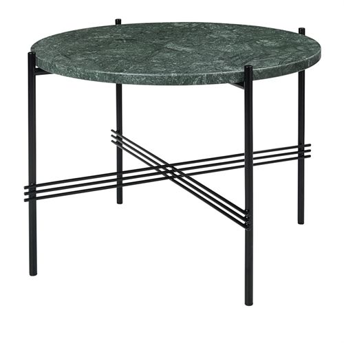 GUBI TS Coffee Table Ø:55 cm black base - Marble Green top