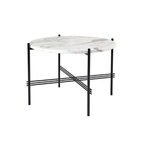 GUBI TS Coffee Table Ø:55 cm black base - Marble White top