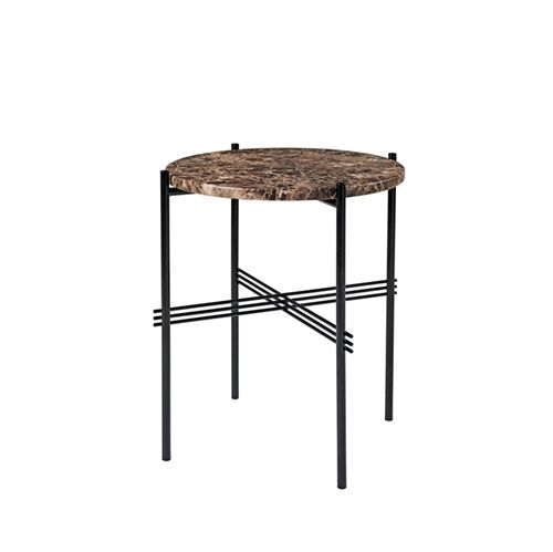 GUBI TS Coffee Table Ø: 40 cm black base - Marble Brown top