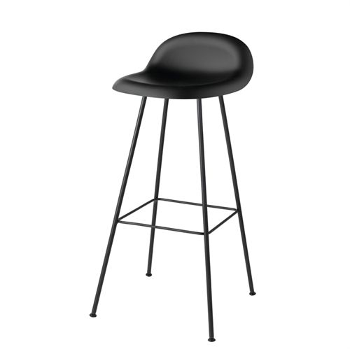 GUBI 3D Bar Stool 75cm Center Black Base | Black Semi Matt