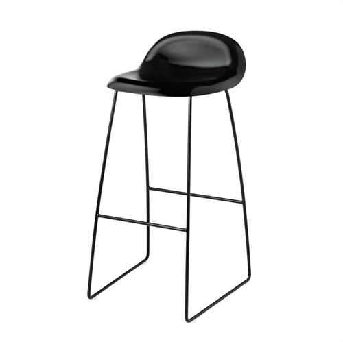 GUBI 3D Bar Stool H:75cm Sledge Black Base | Black Stained Beech Semi Matt Lacquered