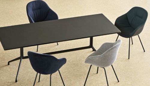 HAY AAT10 Table 220x105 cm - Black Powder Coated Aluminium/Black Linoleum