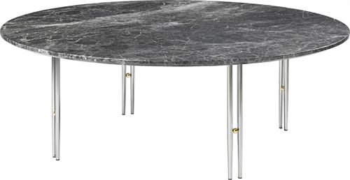 GUBI IOI Coffee Table - Round, Ø100 (Chrome Base / Brass Sphere, Grey Emperador Marble)