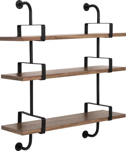 GUBI Démon Shelf, 2 Brackets, 95, 3 shelves (American Walnut Semi Matt Lacquered)
