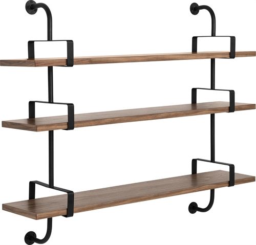 GUBI Démon Shelf, 2 Brackets, 155, 3 shelves (American Walnut Semi Matt Lacquered)
