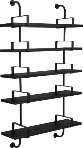 GUBI Démon Shelf, 2 Brackets, 95, 5 shelves (Black Stained Ash Semi Matt Lacquered)