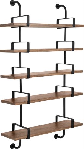 GUBI Démon Shelf, 2 Brackets, 95, 5 shelves (American Walnut Semi Matt Lacquered)
