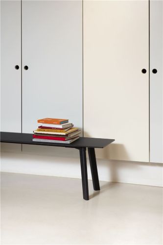 HAY CPH Deux 215 Bench 140x35x45 cm - Black Ink Lacquered Solid Beech/Ink Black Laminate