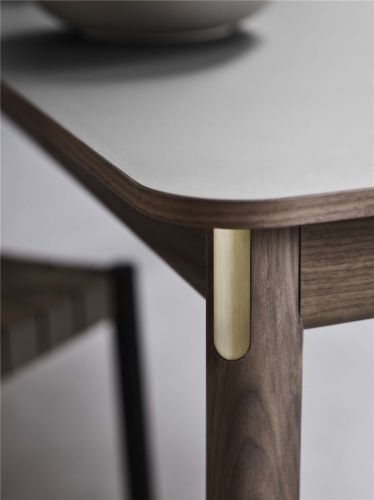 &Tradition Patch HW2 Extendable Table 240x100 cm - Smoked Oiled Oak w. Griogo Londra 0718 Fenix Nano Laminate & Brass