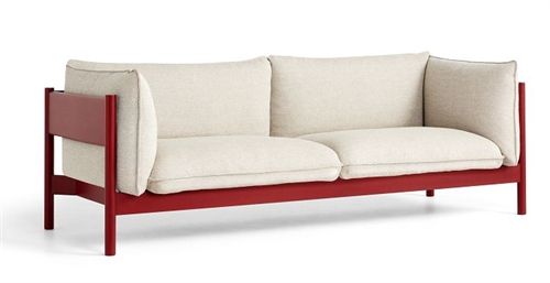 HAY Arbour 3 Seater B: 220 cm - Hallingdal 220 / Wine Red Waterbased Lacquered Solid Beech
