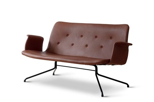 Bent Hansen Primum 2 pers. sofa m. Armlæn L: 140 cm - Davos Brown Læder/Sort Stel