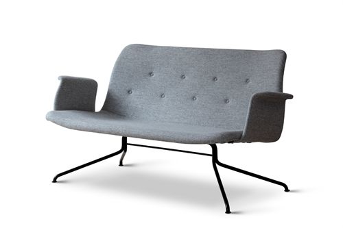 Bent Hansen Primum 2 pers. sofa m. Armlæn L: 140 cm - Hallingdal 116/Sort Stel