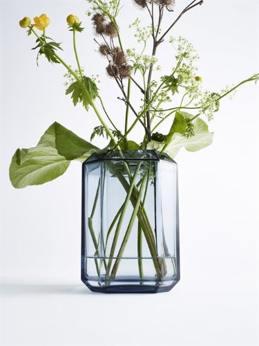 Louise Roe Jewel Vase Glass H: 26 cm - Blue 