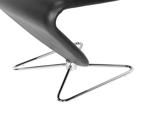 Verpan System 1-2-3 Dining Chair Standard SH: 47 cm - Sørensen Dunes Black Leather/Butterfly Aluminium