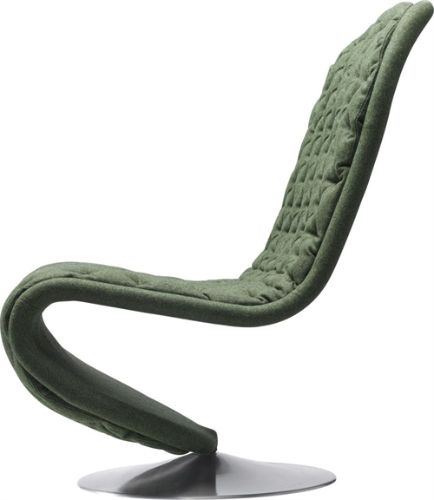Verpan System 1-2-3 Lounge Chair Deluxe SH: 38 cm - Divina Melange 971 Green/Aluminium