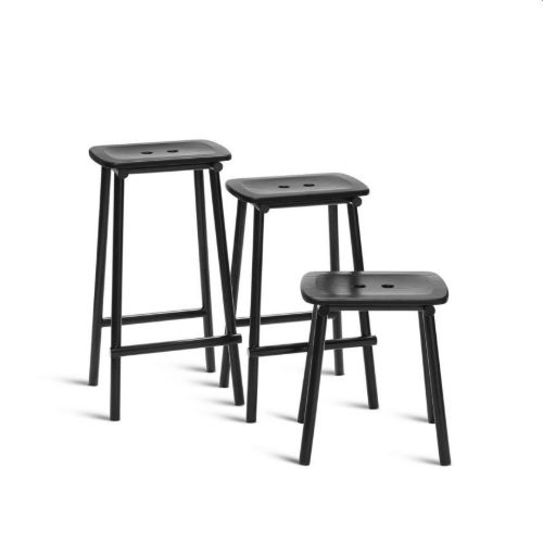 Please Wait to be Seated Tubby Tube Bar Stool H: 73 cm - Black/Black