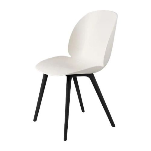 GUBI Beetle Dining Chair Plastic Chair SH: 45 cm - Alabaster White / Black