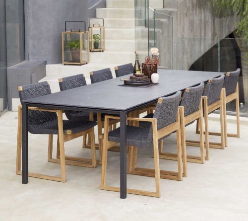 Cane-line Outdoor Pure Bord 280x100 cm - Lava Grey/Nero Black Ceramic