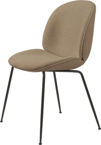 GUBI Beetle Dining Chair Fully Upholstered Light Bouclé SH: 45 - Black/003