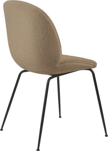 GUBI Beetle Dining Chair Fully Upholstered Light Bouclé SH: 45 - Black/003