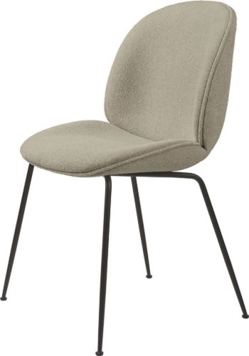 GUBI Beetle Dining Chair Fully Upholstered Light Bouclé SH: 45 - Black/008