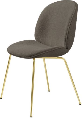 GUBI Beetle Dining Chair Fully Upholstered Light Bouclé SH: 45 - Brass/004